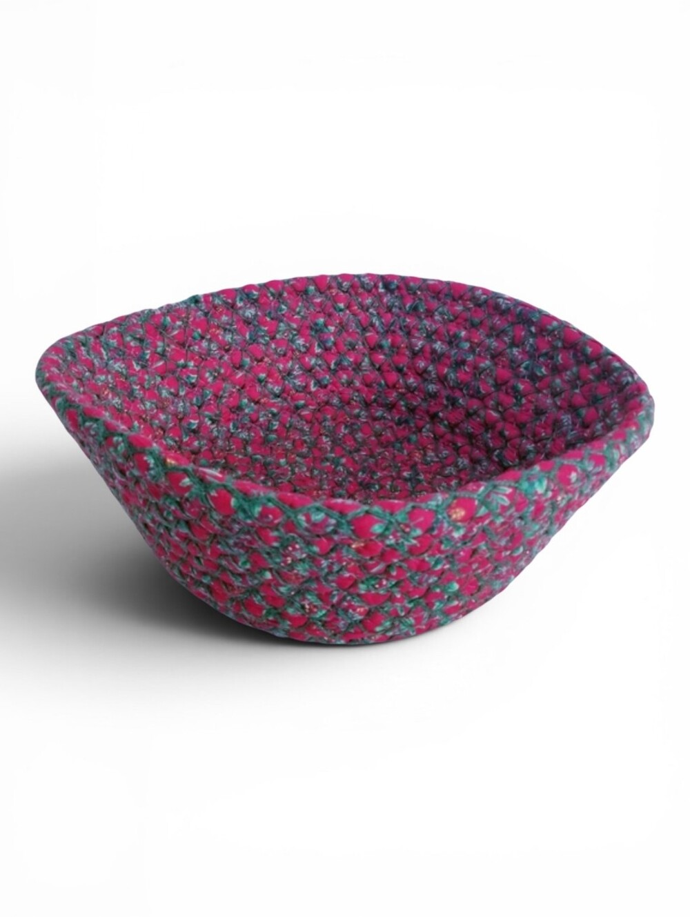 Plantation Creations Braided Fabric Bread Basket Red Green Country Cottage
